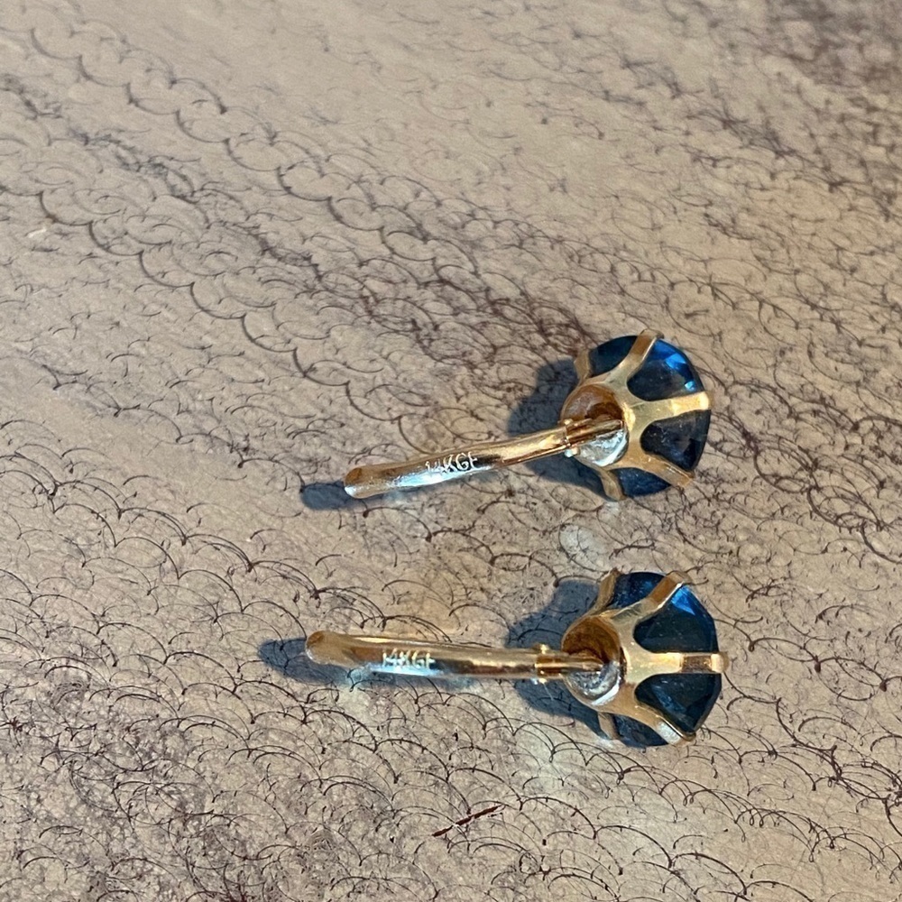 Alex&Ani Retired Intuition Blue Gold Drop Earrings - Picture 5 of 9